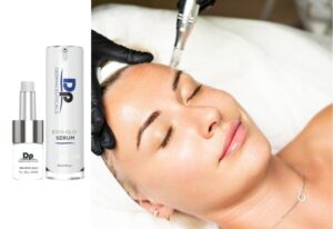 Woman receiving a facial treatment with biomimetic exosomes at Epiderma to boost radiance and skin renewal.